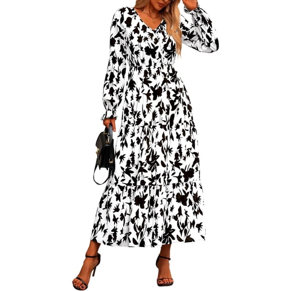 ZANKLEY Women Summer Dresses Casual  Maxi Dresses Cute Floral Long Dress Wedding Guests Dress
