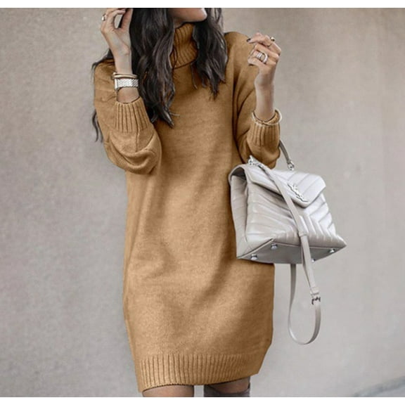 ZANKLEY Women Turtleneck Sweater Dress Oversized Long Sleeve Knit Pullover Fall Sweater Short Dresses