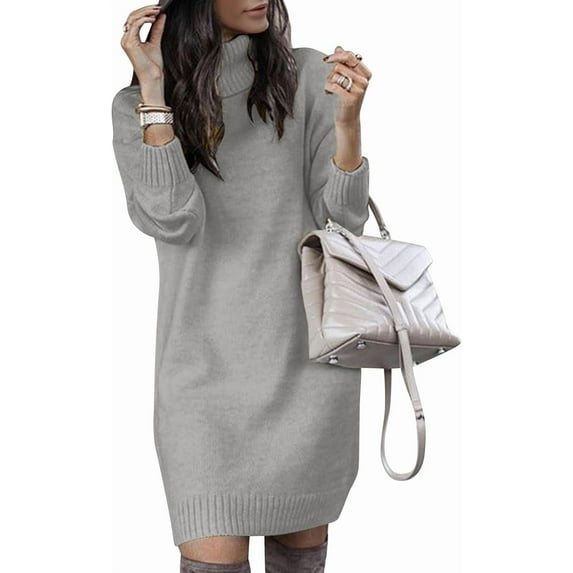 ZANKLEY Women Turtleneck Sweater Dress Oversized Long Sleeve Knit Pullover Fall Sweater Short Dresses