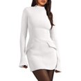 thumbnail image 1 of ZANKLEY Women's Fall Long Sleeve Mock Neck Dress Basic Party Club Bodycon Mini Dresses, 1 of 9