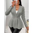 thumbnail image 1 of ZANKLEY Women's Peplum Blazer Jackets Business Casual Work Blazers Textured Button Front Long Sleeve Fall Outfits, 1 of 9