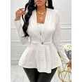 thumbnail image 1 of ZANKLEY Women's Peplum Blazer Jackets Business Casual Work Blazers Textured Button Front Long Sleeve Fall Outfits, 1 of 9