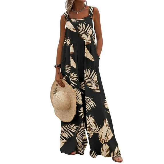 ZANKLEY Women's Summer Jumpsuits Boho Wide Leg Overalls Casual Loose Rompers with Pockets 2026