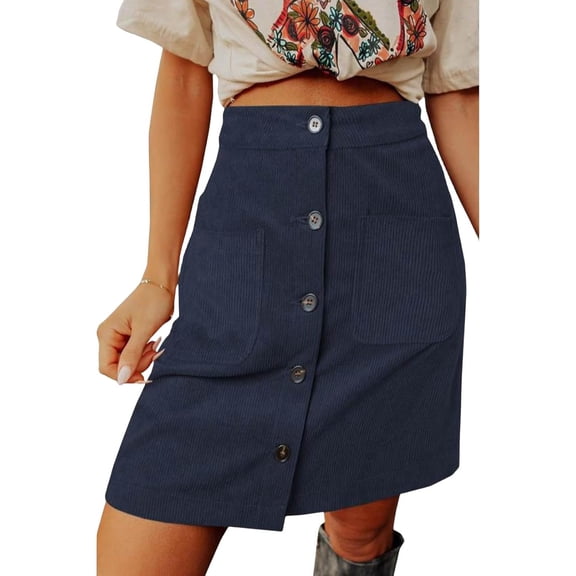 ZANKLEY Womens Corduroy Skirts Spring  Summer Fall Winter High Waisted Button Down A-line Short Mini Skirt with Pockets
