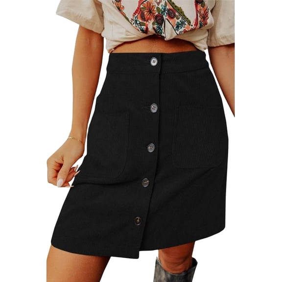 ZANKLEY Womens Corduroy Skirts Spring  Summer Fall Winter High Waisted Button Down A-line Short Mini Skirt with Pockets