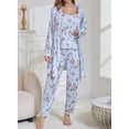 thumbnail image 1 of ZANKLEY Womens Pajamas Set 3 Piece Floral Butterfly Print Cami Top Long Pants Robe Sleepwear Loungewear Comfort, 1 of 9