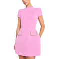 thumbnail image 1 of ZANKLEY Womens Short Sleeve High Neck Mini Dress Party Clubwear Club Bodycon Short Dresses, 1 of 9