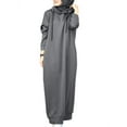 thumbnail image 1 of ZANZEA Dresses for Women Hooded Winter Long Sleeve Thin Fleece Long Pullover Dress, 1 of 9