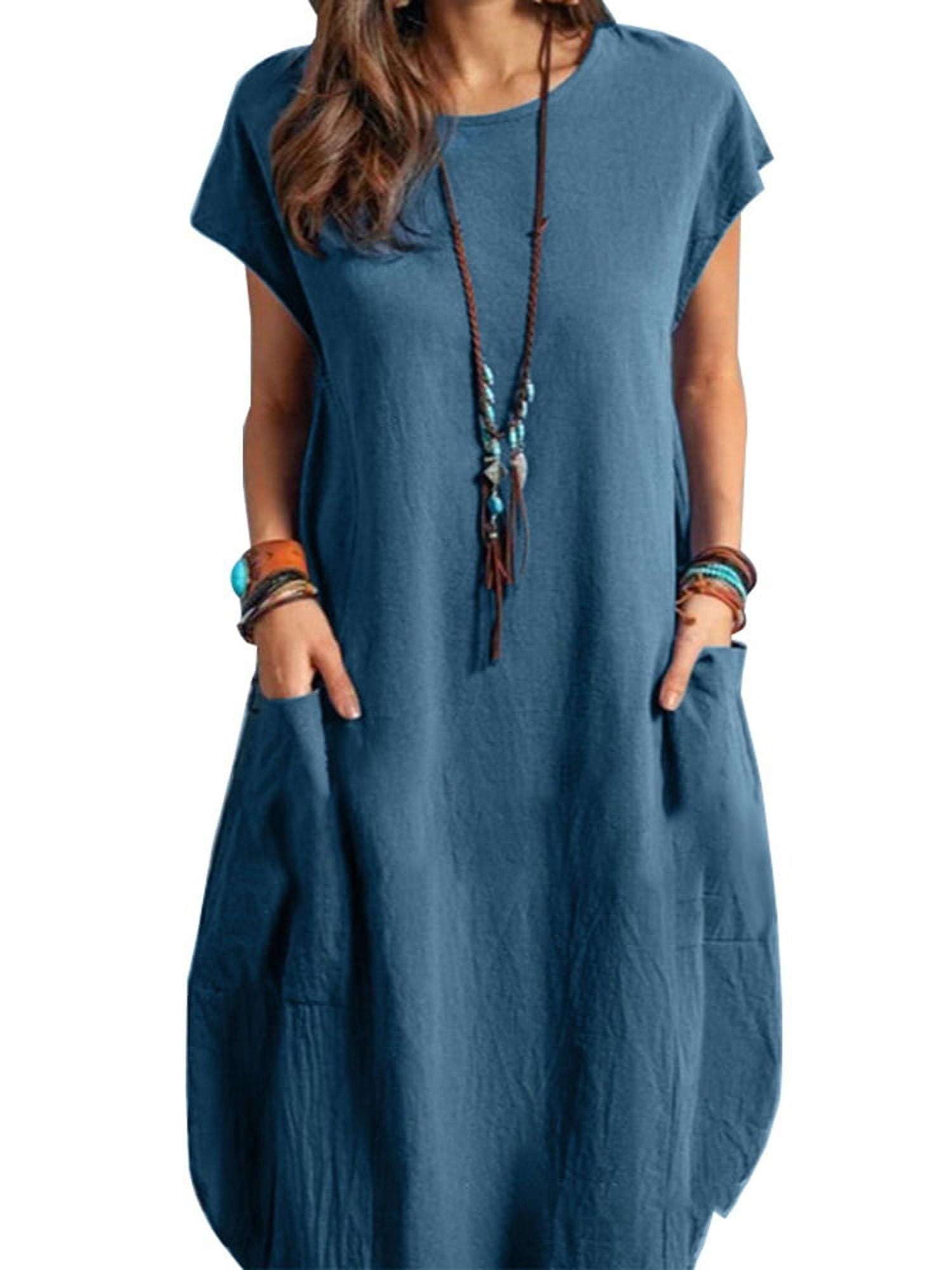 ZANZEA Dresses for Womens Short Sleeve O-Neck Pocket Philippines