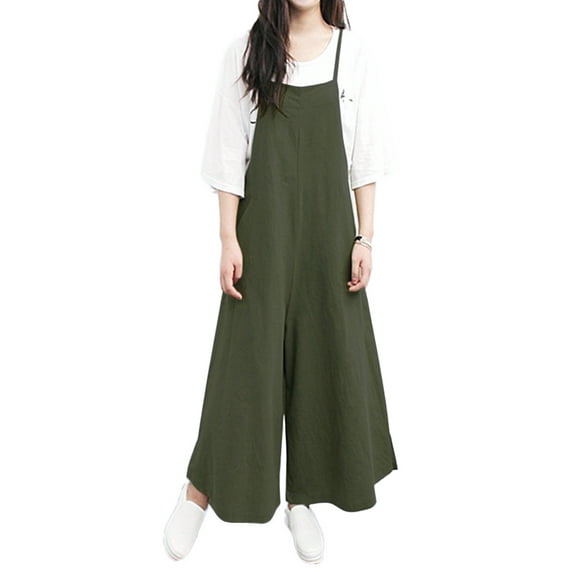 ZANZEA Ladies Casual Solid Tank Jumpsuit Long Suspender Overalls Bib Pants