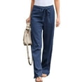 thumbnail image 1 of ZANZEA Ladies Wide Legs Long Pants Elastic Waist Solid Trousers, 1 of 2
