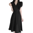 thumbnail image 1 of ZANZEA Polyester Short Sleeve V-Neck With Back Zipper Mid-Calf Length Dresses Womens, 1 of 6