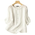 thumbnail image 1 of ZANZEA Women 3/4 Sleeved Tops Casual Loose Blouse Solid Color Shirts, 1 of 4