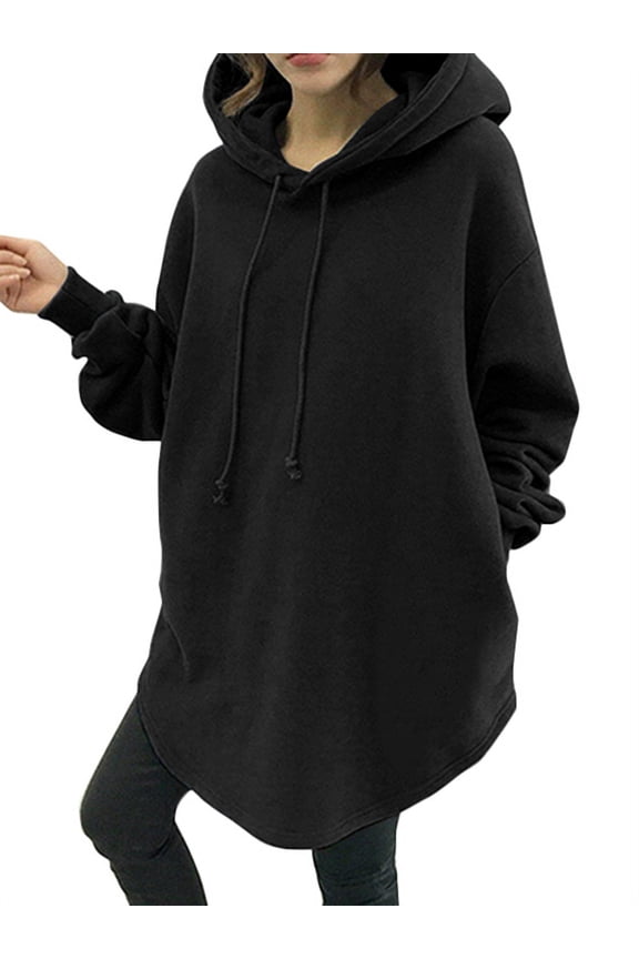 Women Autumn Hooded Collar Long Sleeve Solid Color Hoodies