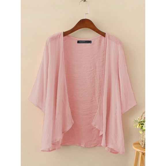 ZANZEA Women Beach Casual Half Sleeve Sheer Cardigans