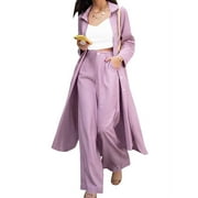 ZANZEA Women Business Set Long Sleeve Blouse and High Waist Wide Leg Pants