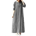 thumbnail image 1 of ZANZEA Women Button-Front Full Length Kaftan Vintage Plaid Long Maxi Dress, 1 of 14