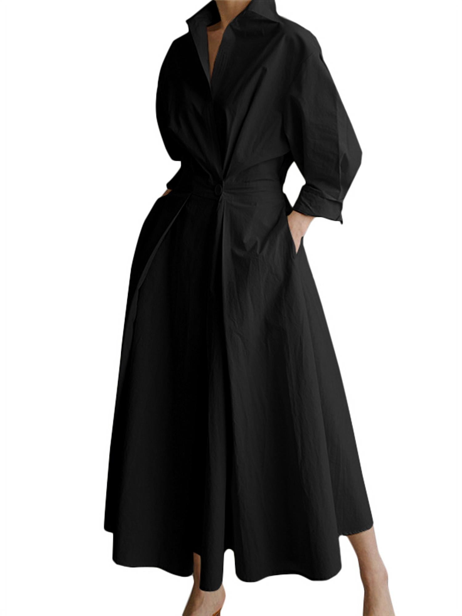 ZANZEA Women Long Sleeve ButtonDown Shirt Dress with Pockets — free download