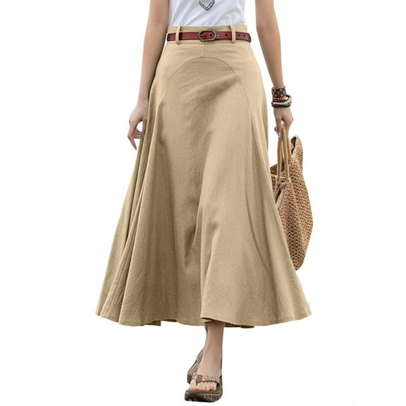 ZANZEA Women Casual Daidy High Waist Loose Swing Hem Pleated Skirts Dress
