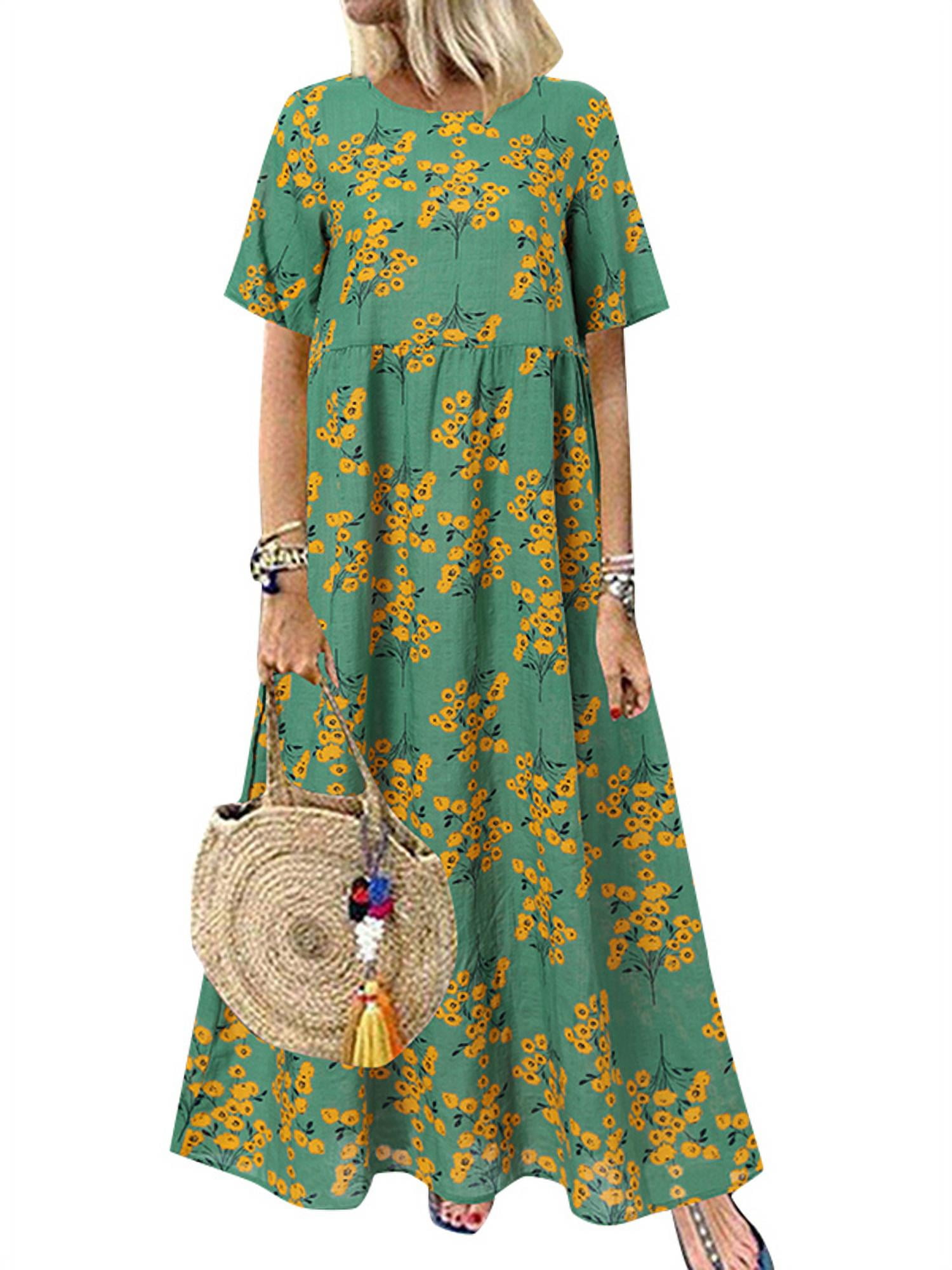 zanzea casual dress 2021 ZANZEA Women Casual Floral Printed O Neck Long Shirt Dress