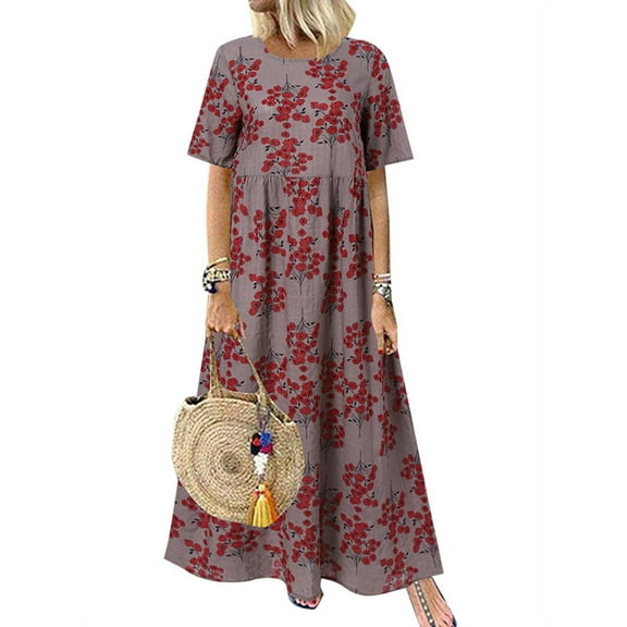 ZANZEA Women Casual Floral Printed O Neck Long Shirt Dress