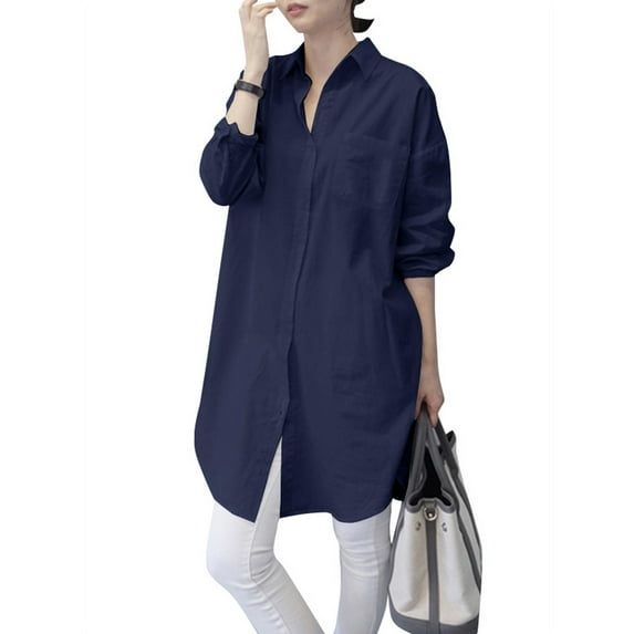 ZANZEA Women Casual High Low Solid Color Office Shirt Blouses