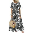 thumbnail image 1 of ZANZEA Women Casual Long Dress Short Sleeve O-Neck Geometric Printed Maxi Sundress, 1 of 2