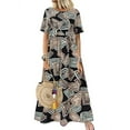 thumbnail image 1 of ZANZEA Womens Dresses Short Sleeved Vintage Floral Printed Maxi Dress, 1 of 4