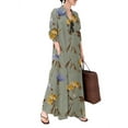 thumbnail image 1 of ZANZEA Women Casual Long Sleeve Floral Print Shirt Dress Button Down Maxi Blouse Dress, 1 of 4