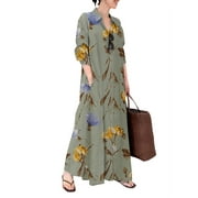 ZANZEA Women Casual Long Sleeve Floral Print Shirt Dress Button Down Maxi Blouse Dress