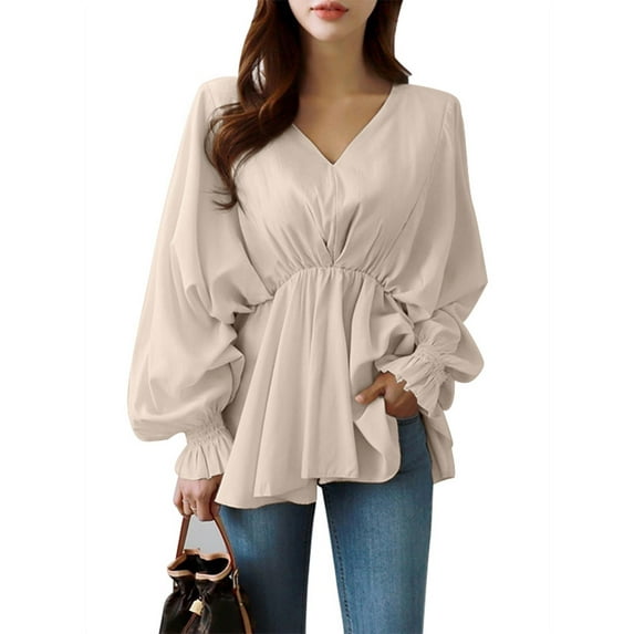 ZANZEA Women Casual Peplum Long Sleeve Top Shirt Tee Blouse