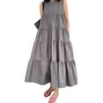 thumbnail image 1 of ZANZEA Women Casual Sleeveless Ruffle Hem Swing Tiered Maxi Dress, 1 of 4