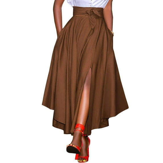 ZANZEA Women Casual Street Ankle Length Back Zipper Side Fork Solid Color Loose Long Skirt