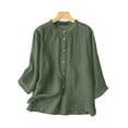 thumbnail image 1 of ZANZEA Women Cotton Linen Button Blouse Summer O-Neck Half Sleeve Solid Shirts, 1 of 10