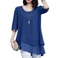 thumbnail image 1 of ZANZEA Women Crew Neck 3/4 Sleeve Blouse Double Layer Tops Shirts, 1 of 10