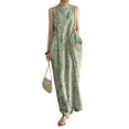 thumbnail image 1 of ZANZEA Women Crew Neck Sleeveless Print Long Dress With Pockets, 1 of 4