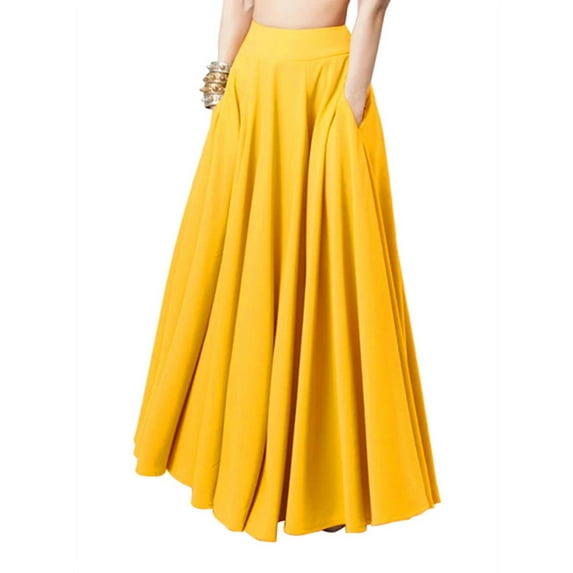 ZANZEA Women Elastic Waist Solid Color Long Skirts Casual Long Skirts