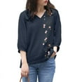 thumbnail image 1 of ZANZEA Women Floral Embroidery V-Neck Tops Cotton Loose 3/4 Sleeve High Low Casual Blouse Shirt, 1 of 5