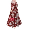thumbnail image 1 of ZANZEA Women Floral Printed Long Sleeve A Line Kaftan Muslim Abaya Party Casual Loose Long Swing Dress, 1 of 3
