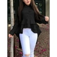 thumbnail image 1 of ZANZEA Women Frill Asymmetrical Hem Lapel High Low Blouse, 1 of 4