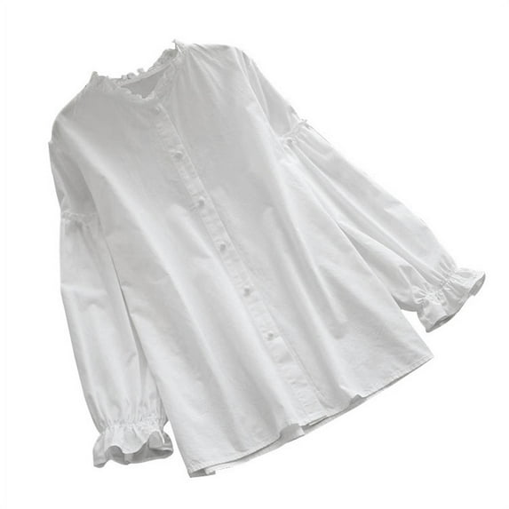 ZANZEA Women Full Puff Sleeve Buttons Down Tops Casual Blouse Shirt