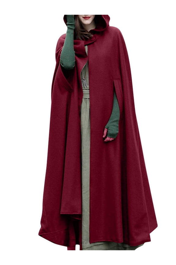 Women Full Sleeve Hoodies Cloak Cape Party Long Coat