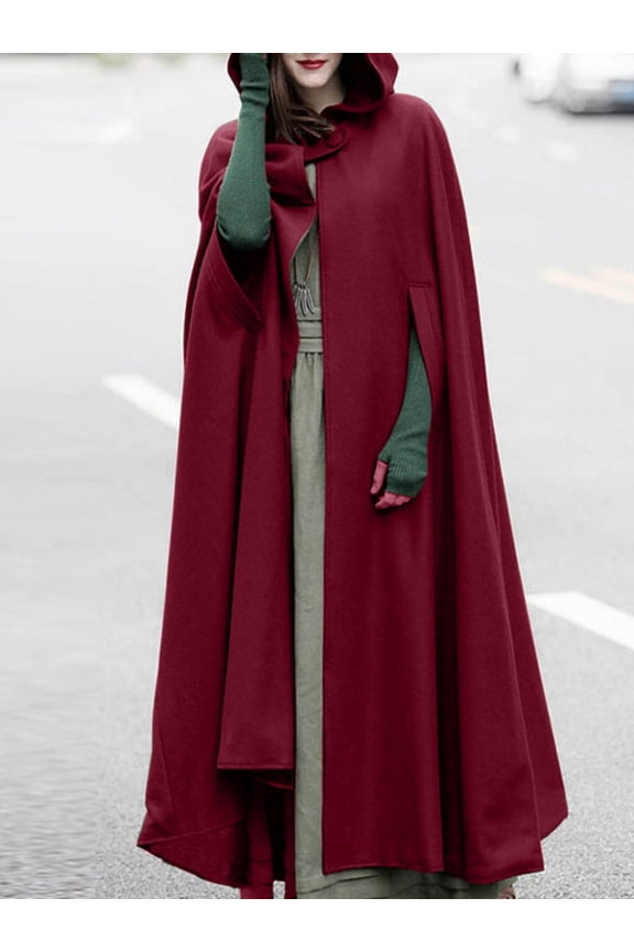Women Full Sleeve Hoodies Cloak Cape Party Long Coat