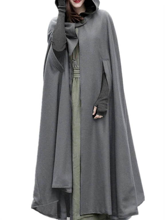 Women Full Sleeve Hoodies Cloak Cape Party Long Coat