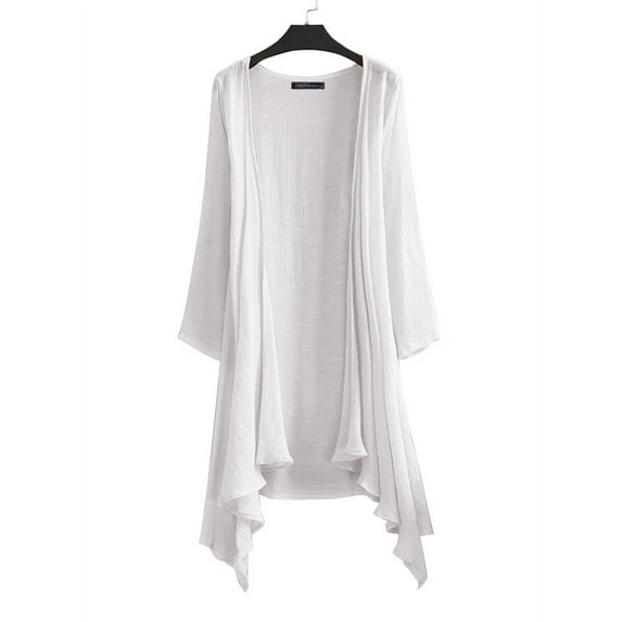 ZANZEA Women Full Sleeve Sheer Casual Kimono Long Cardigan Irregular Hem Coats