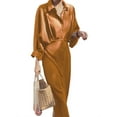 thumbnail image 1 of ZANZEA Women Full Sleeve V-Neck Lapel Collar Wrap Dress Long Dresses, 1 of 12