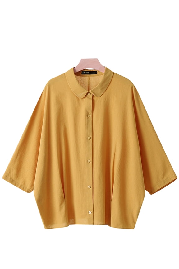 Women Full Sleeved Holiday Blouse Shirts Buttons Up Tops