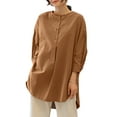 thumbnail image 1 of ZANZEA Women Full Sleeved Solid Thin Blouse Holiday O-Neck Shirts Tops, 1 of 6