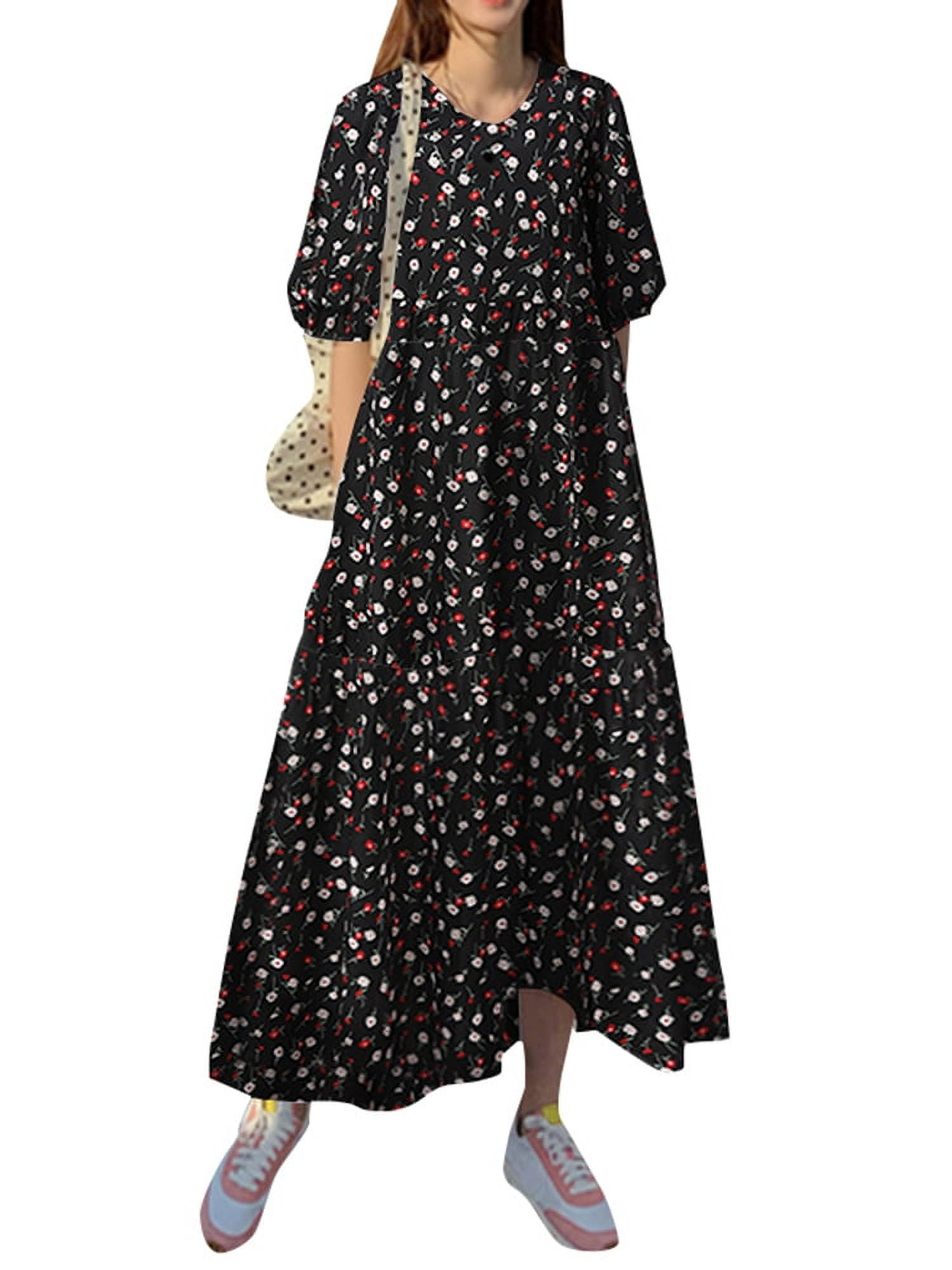 ZANZEA Women Half Sleeve Robes Long Dress Casual Dresses - Walmart.com