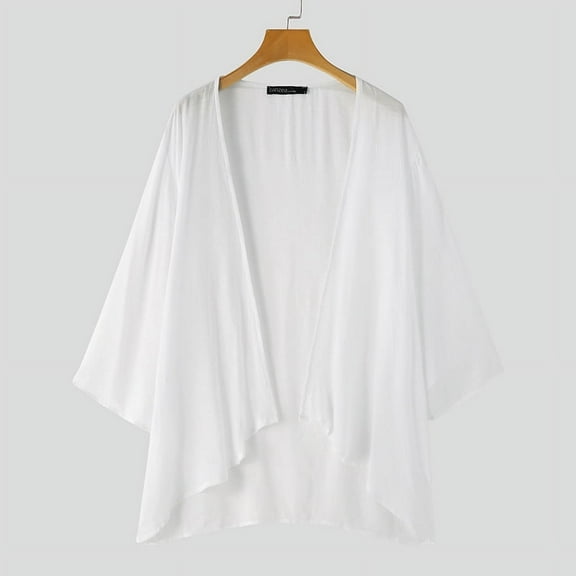 ZANZEA Women Half Sleeve Solid Color Sheer Cardigans Kimono Coat